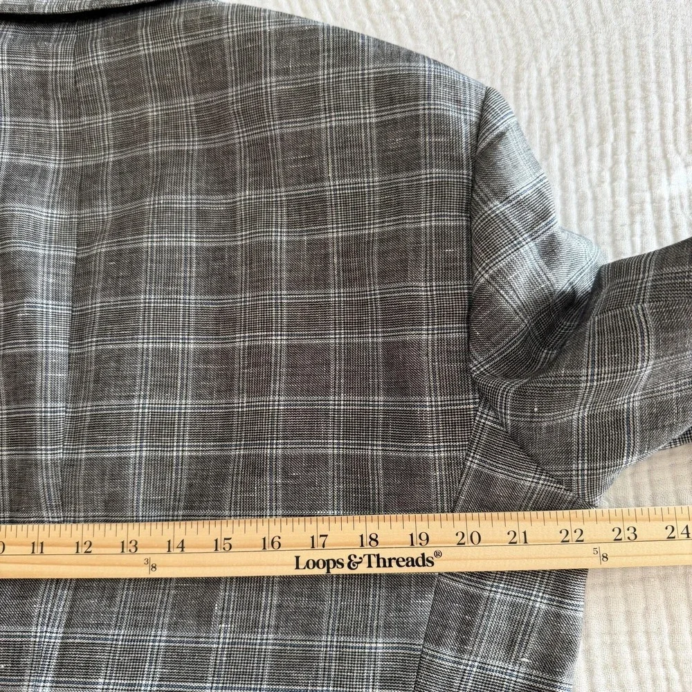 Hugo Boss Sport Coat Mens 44R Gray Plaid Cotton Linen James 4 Blazer 2 Button
